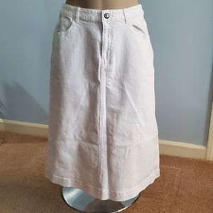 Christopher & Banks White Denim Skirt Midi Size 6